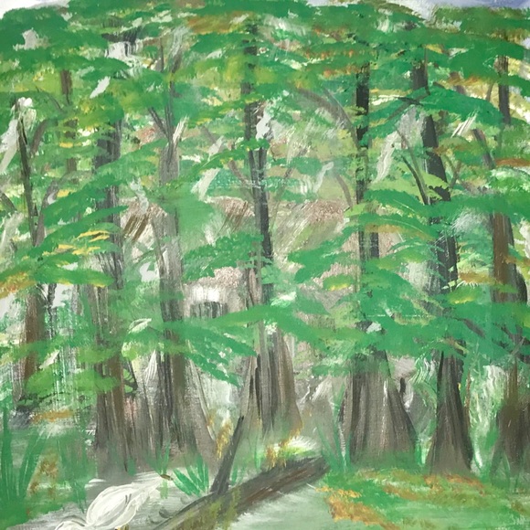 Swamp scene painting amateur signed - Picture 7 of 7